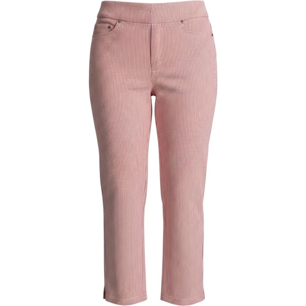Mario Serrani Italy Coral White Striped Pull‎ On Cropped Pants Small Seersucker